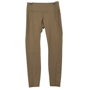 CRZ Yoga Womens High Rise Athletic Leggings Brown Side Pockets Size Small